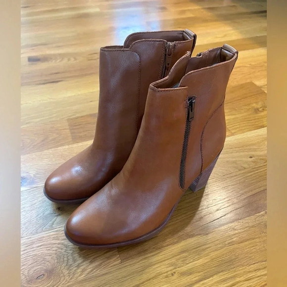 Naturalizer Kala Block Heel Ankle Boots in Saddle Tan Leather Size 9.5 - Picture 1 of 11